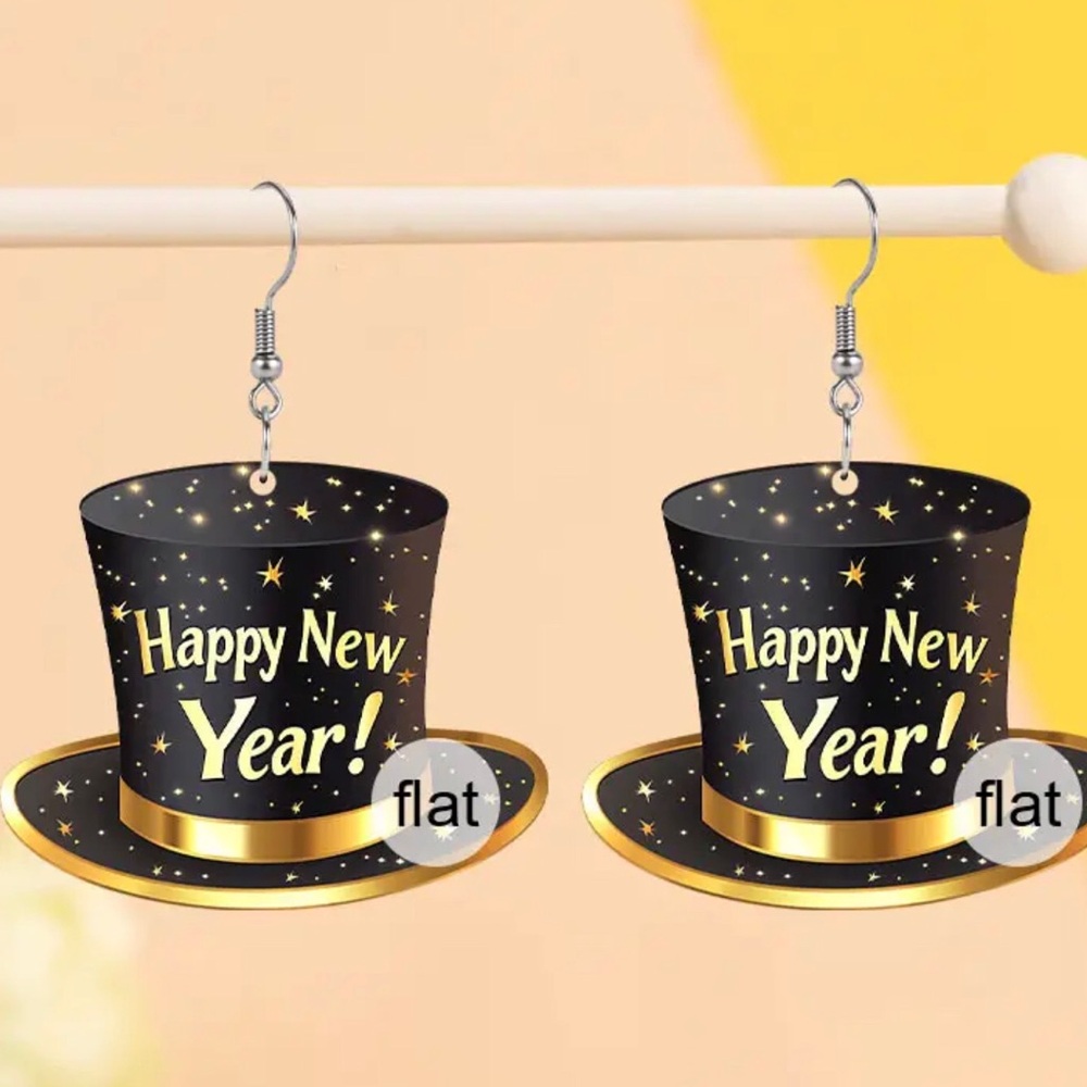 HAPPY NEW YEAR HAT EARRING - Picture 3 of 3